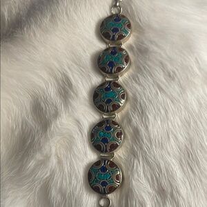 Elegant Silver and Blue Enamel Bracelet